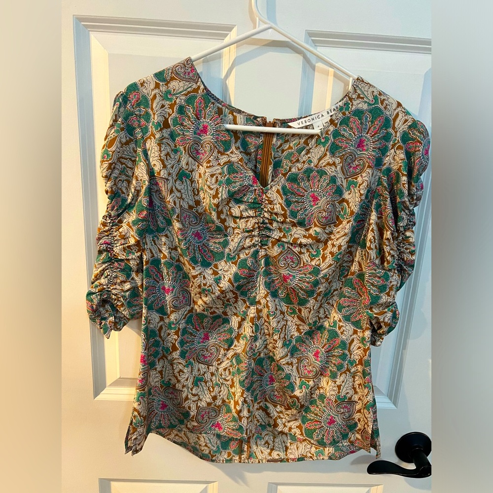 Veronica Beard size 6 silk multi color top